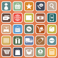 E-commerce flat icons on orange background