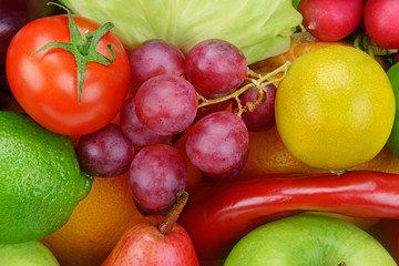 Naklejka na ściany i meble background of vegetables and fruits