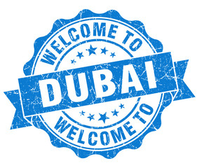 welcome to Dubai blue vintage isolated seal
