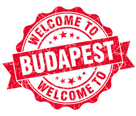 welcome to Budapest red vintage isolated seal