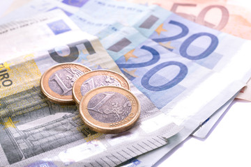 Euro coins and banknotes