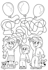 Crédence de cuisine en verre imprimé Pour enfants Maze 8 coloring book with children