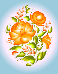 Flower composition hand painted Russian tradition