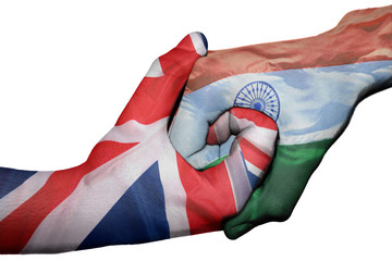 Handshake between United Kingdom and India