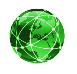 connect the world Green globe