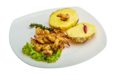 Garlic shrimps with potato