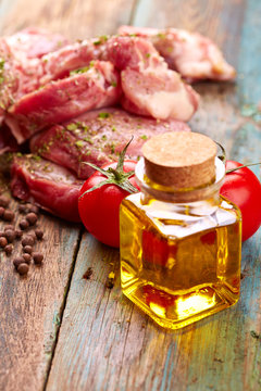 Steak with oil