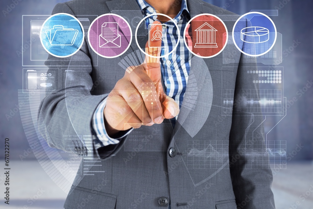 Aufkleber composite image of focused businessman pointing at menu