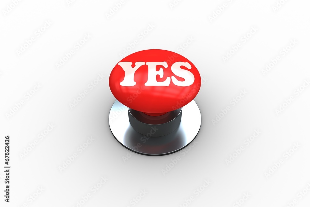Poster Yes on digitally generated red push button