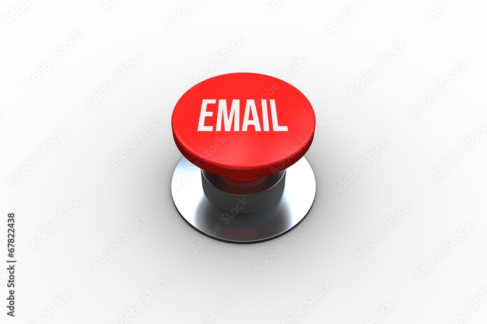 Poster Email on digitally generated red push button