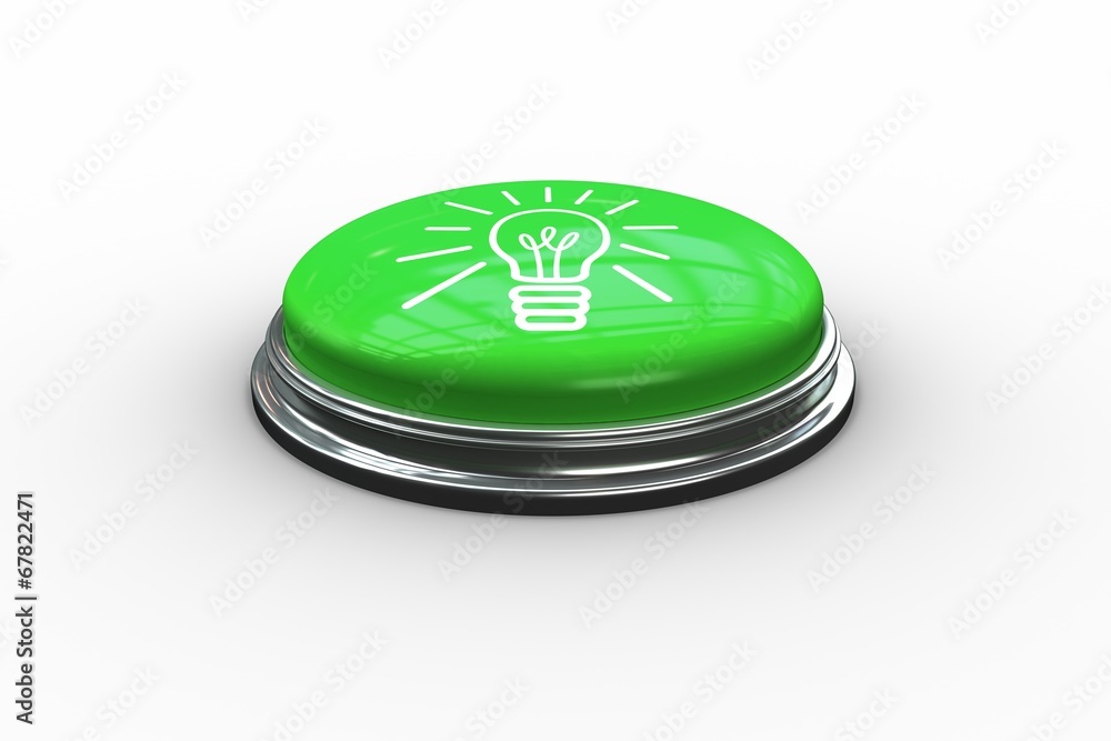Poster Composite image of light bulb graphic on button