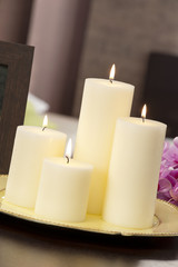 still life of home lighting candles