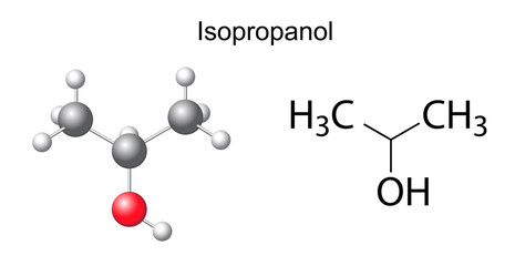 Structural chemical formula of isopropanol molecule