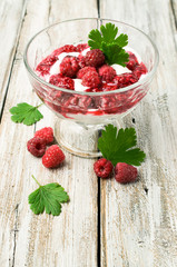 raspberry dessert with yogurt and fresh berries