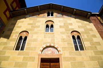 sunny day italy church tradate  entrance and windows  mosaic