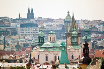 Cityscape view of historical buildings in Prague, Czech Republic