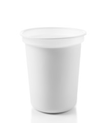 Glass of yogurt isolated on white