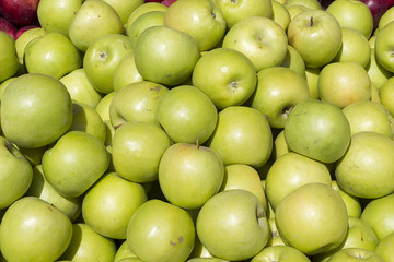 Many fresh green apple in a pile