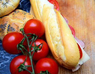 delicious baguette sandwiches