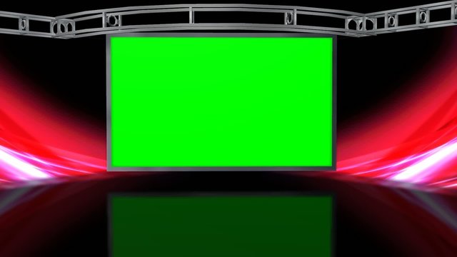 Virtual Studio Background with green screen Wall