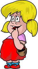 A cute little girl with a small basket.