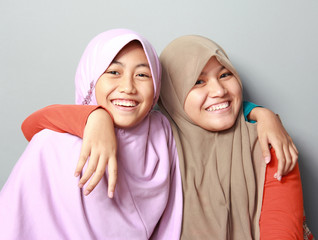 two young muslim girl best friend