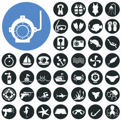 Diving icons set