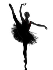 young woman ballerina ballet dancer dancing silhouette - obrazy, fototapety, plakaty