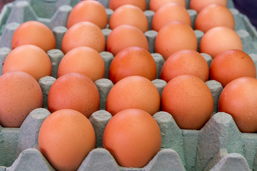 Background of fresh eggs for sale at a market