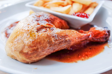 fried chicken and golden French fries