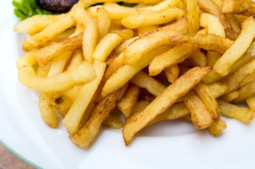 Golden French fries potatoes