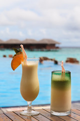 Two cocktails on tropical beach