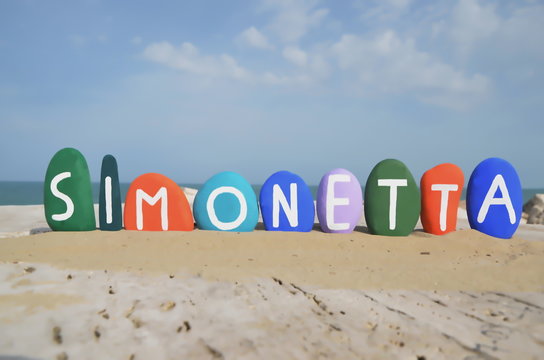 Simonetta, italian female name on colored stones