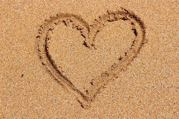 Heart shape on sand