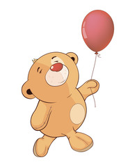 A stuffed toy bear cub and a toy balloon cartoon