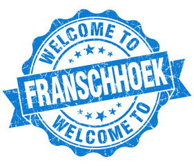 welcome to Franschhoek blue vintage isolated seal