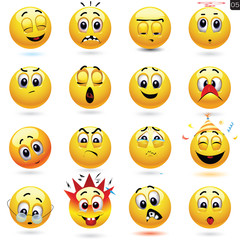 Obraz premium Vector set of smiley icons