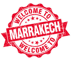 welcome to Marrakech red vintage isolated seal