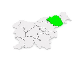 Map of Podravska region. Slovenia.