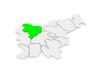 Fototapeta na wymiar Map of Gorenjska region. Slovenia.