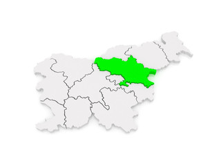 Fototapeta premium Map of Savinjska region. Slovenia.
