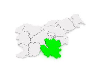 Fototapeta premium Map of Southeast Slovenia.