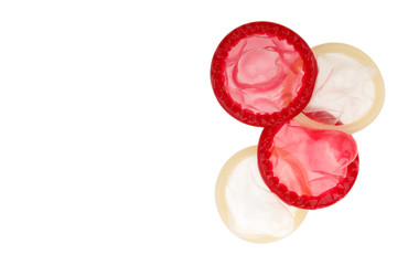red and white condoms