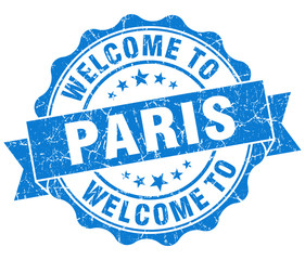 welcome to Paris blue vintage isolated seal