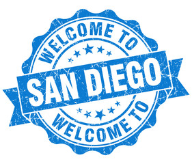 welcome to San Diego blue vintage isolated seal