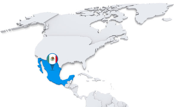 Mexico on a map of North America