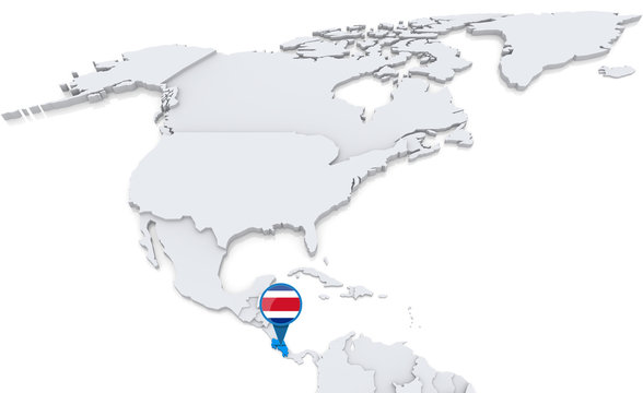 Costa Rica on a map of North America
