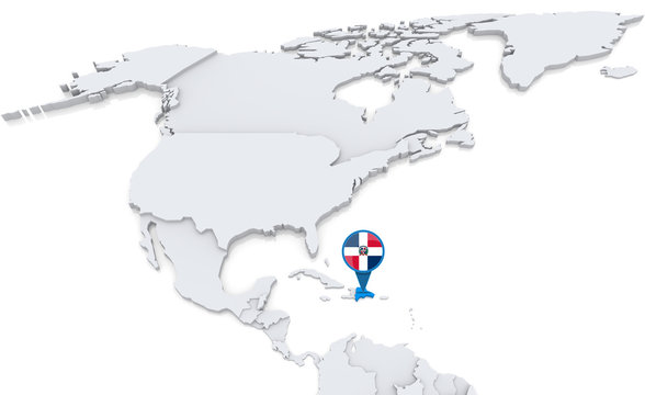 Dominican Republic on a map of North America