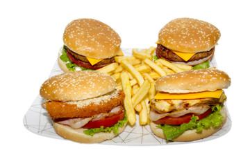 Hamburger and french fries
