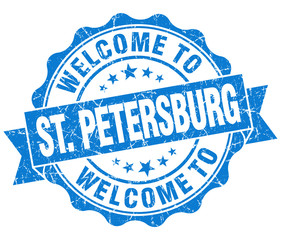 welcome to St. Petersburg blue vintage isolated seal
